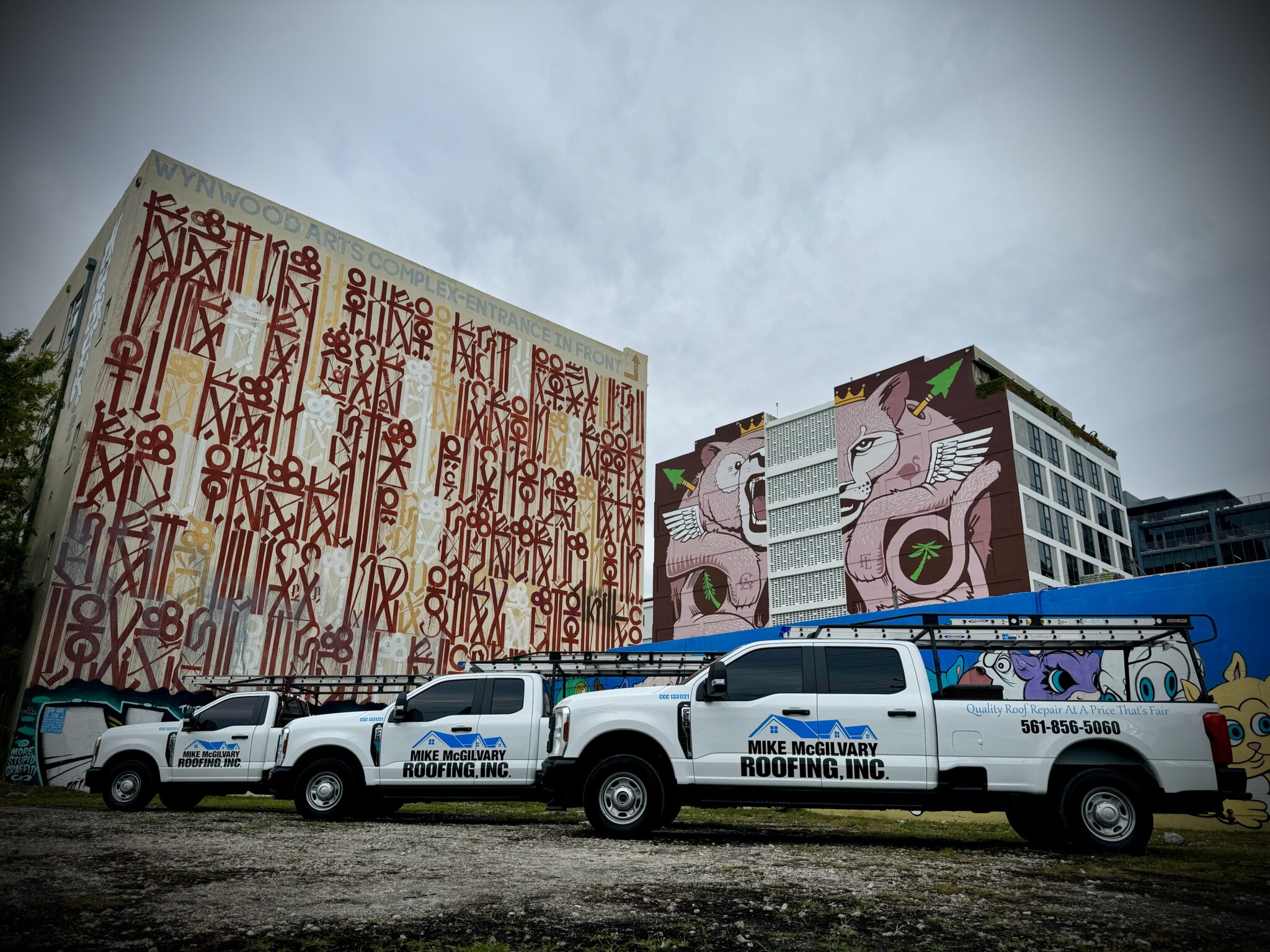 Mike McGilvary Roofing service trucks