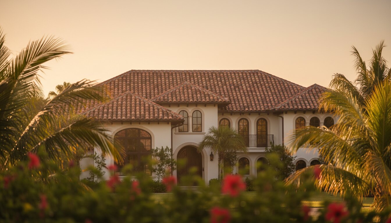 A tile-roof estate in Palm Beach County