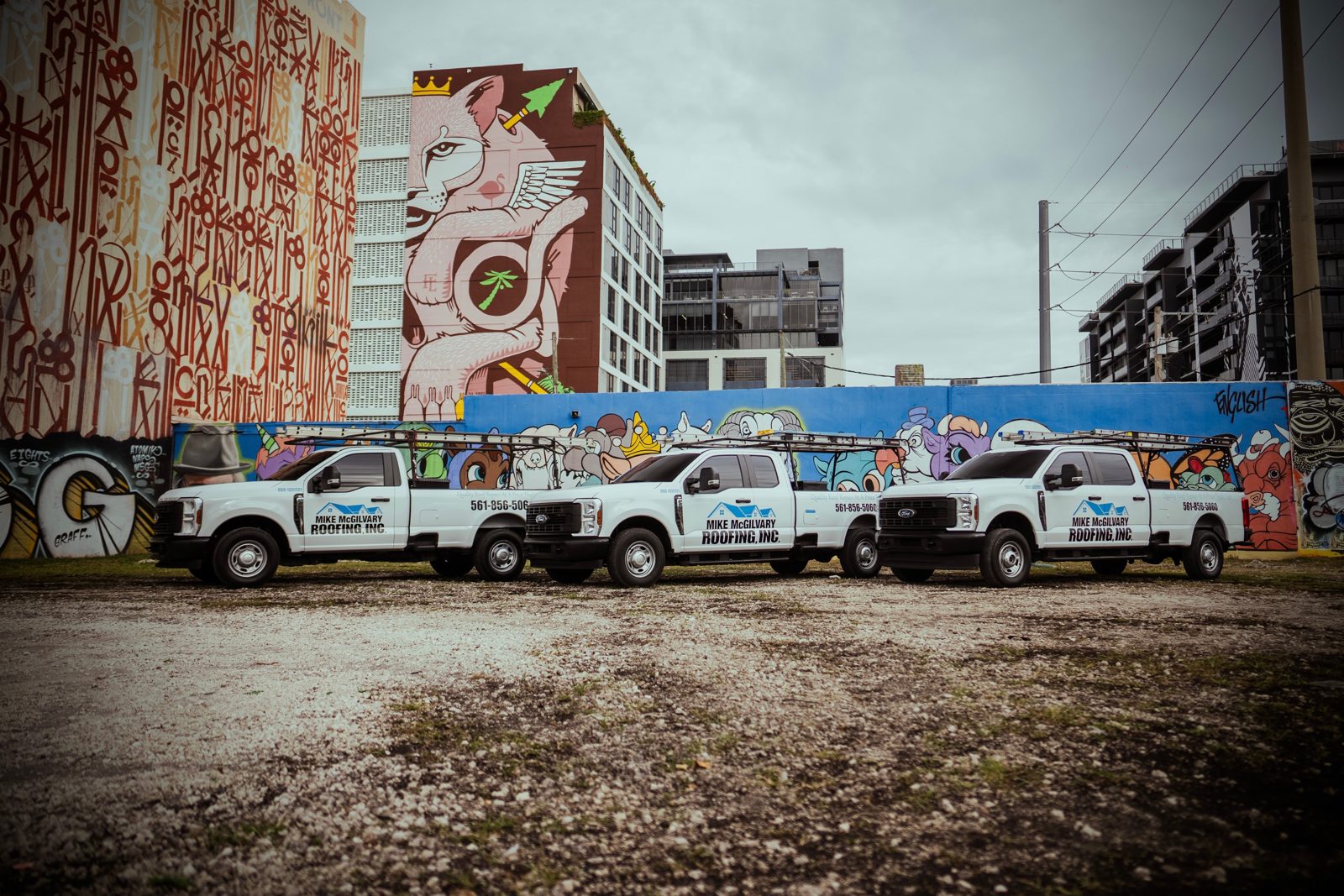 The Mike McGilvary Roofing fleet