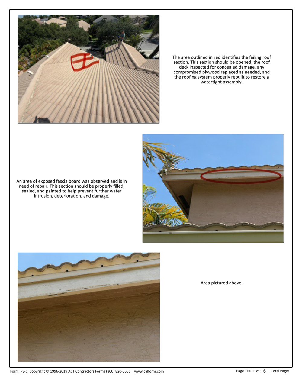 Redacted Barletta Winds Point inspection sheet page documenting fascia and exposed board, Delray Beach