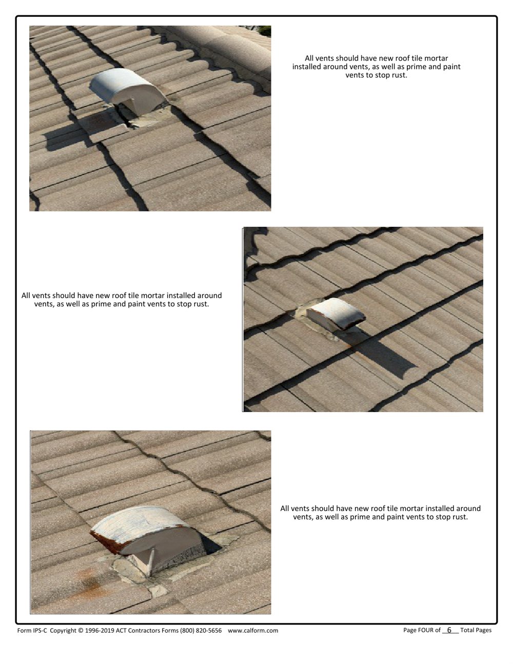 Redacted Barletta Winds Point inspection sheet page documenting vent mortar and corrosion, Delray Beach