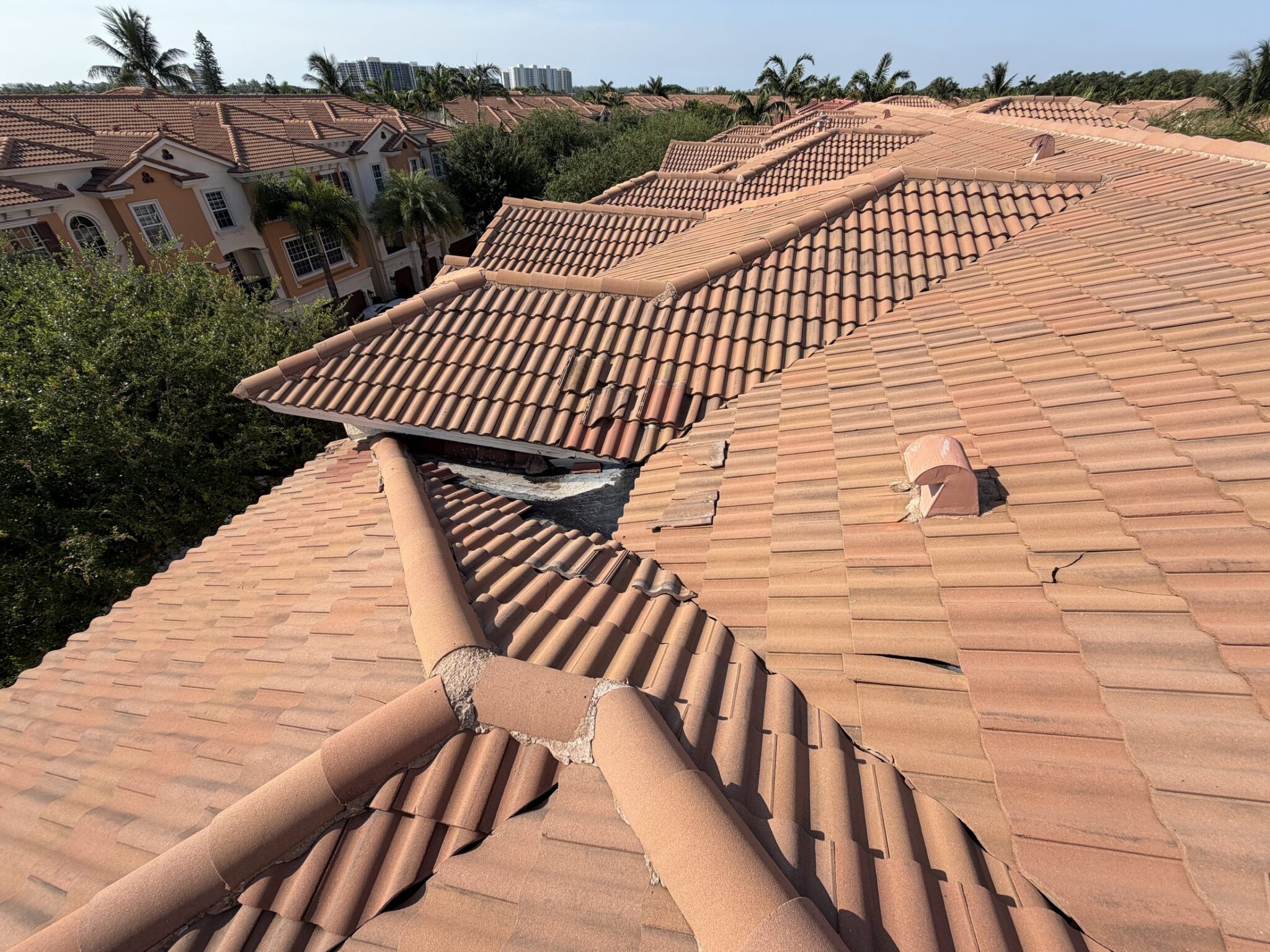 Overview of the Barletta Winds Point tile roof in Delray Beach inspected by Mike McGilvary Roofing