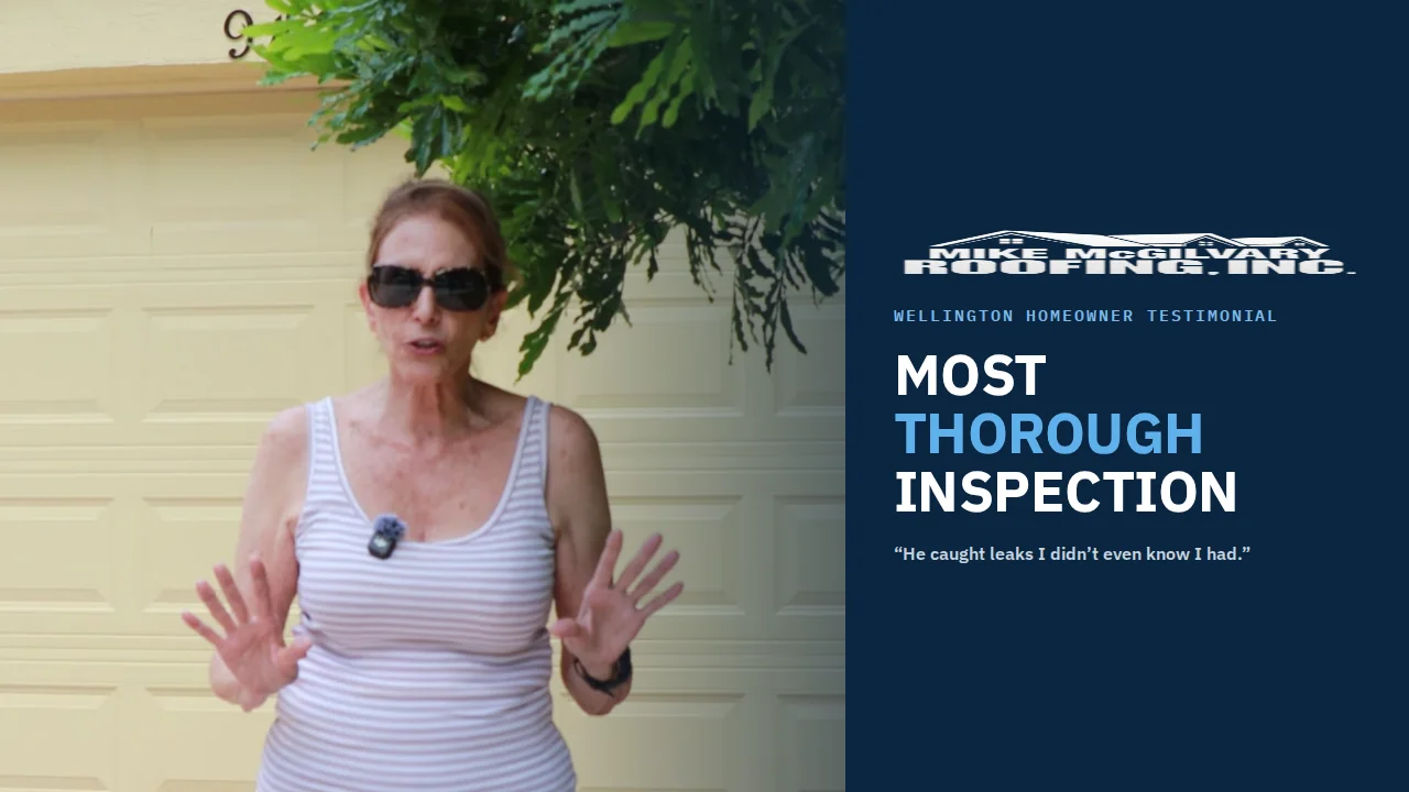 Wellington homeowner sharing her experience with Mike McGilvary Roofing&rsquo;s thorough roof inspection
