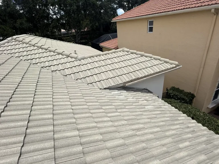 The long valley finished, with the concrete tiles back in place below the two-story wall.