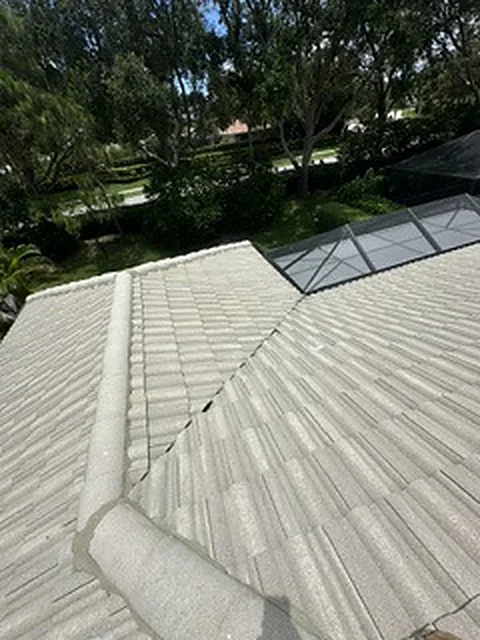 After: the finished valley with the homeowner's original concrete tiles reinstalled.