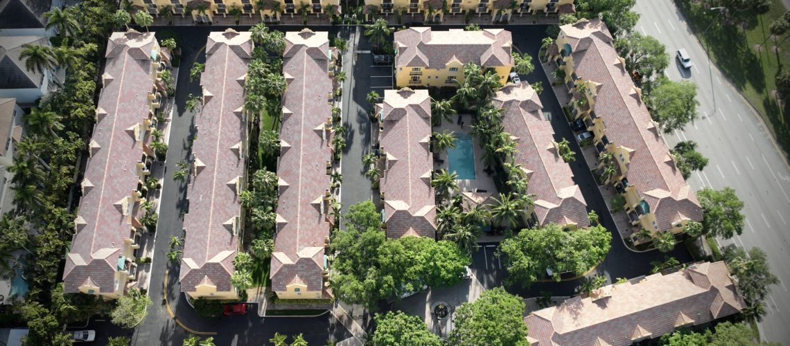 Aerial drone view of a South Florida tile roof — Mike McGilvary Roofing, Inc.